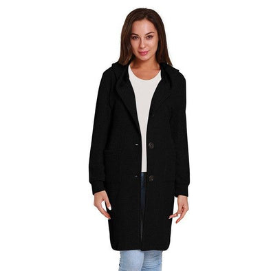 Casual Hooded Turndown Collar Long Coats