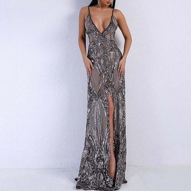 Women Sexy  Deep V Neck Backless Mermaid Ladies Party Dress