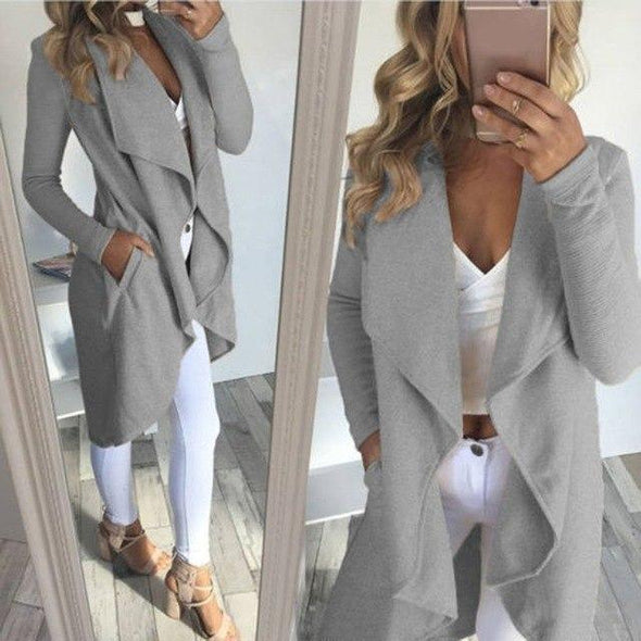 Cotton Windbreaker Long Sleeve Lapel Cardigan Coats