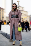 Fashion Lapel Long-Sleeved Plaid Overcoat