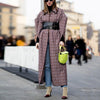 Fashion Lapel Long-Sleeved Plaid Overcoat