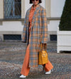 Casual Lapel Long Sleeve Plaid Overcoat