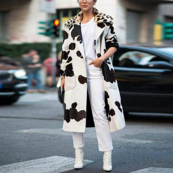 Fashion Casual Lapel Printed Overcoat