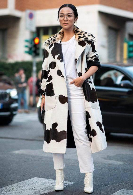 Fashion Casual Lapel Printed Overcoat