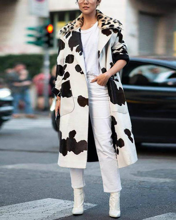 Fashion Casual Lapel Printed Overcoat