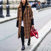 Casual Lapel Long Sleeve Plaid Overcoat