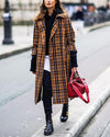 Casual Lapel Long Sleeve Plaid Overcoat