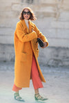 Simple Pure Color Lapel Long Sleeved Overcoat