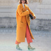 Simple Pure Color Lapel Long Sleeved Overcoat