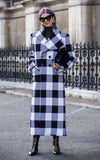 Casual Lapel Double Buckle Plaid Overcoat