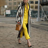 Fashion Lapel Vertical Striped Overcoat