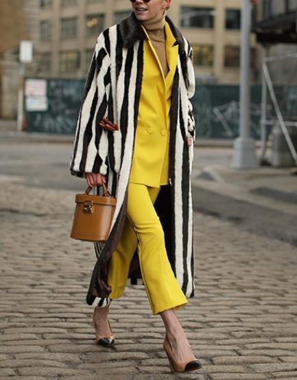 Fashion Lapel Vertical Striped Overcoat