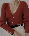 Sexy V-Neck Long Sleeve Solid Color Sweaters