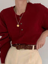 Casual Buckle Collar Long Sleeve Solid Color Sweaters